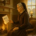AI Generated image depicting Emma Dando burning her 1864 Will
