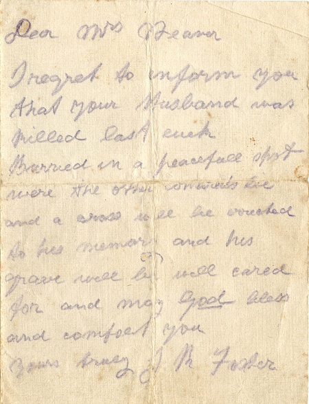 Letter from The Chaplain of the Regiment